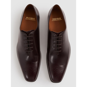 REISS MEAD Brogue Leather Brogue Detail Lace Up Shoes